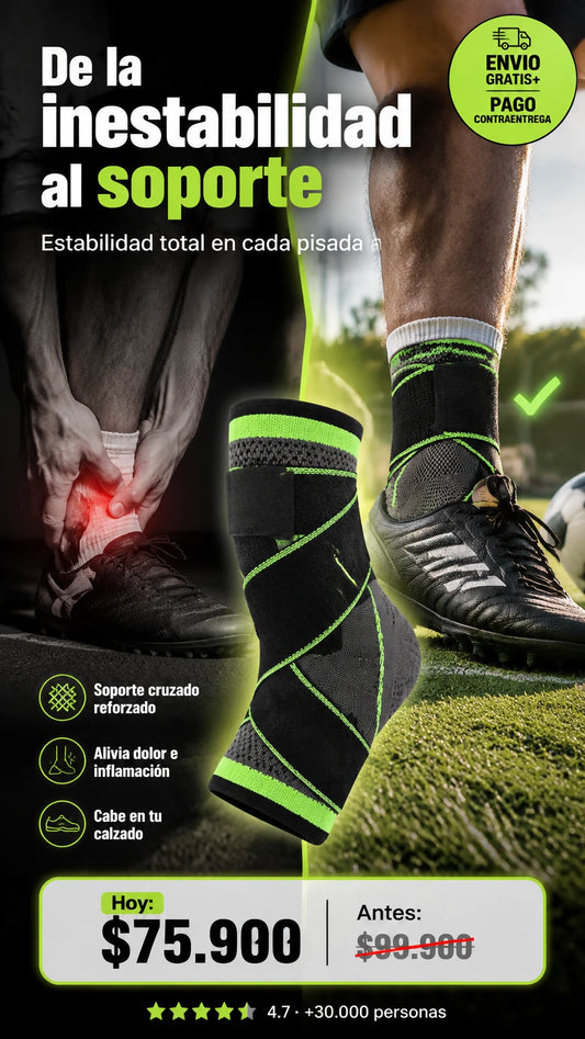 TOBILLERA ELASTICA AJUSTABLE VERDE NEGRA